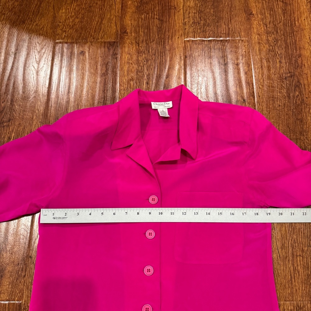 Christian Dior Women's Chemise Hot Pink Silk Button-Front Blouse,Vintage - Picture 5 of 7